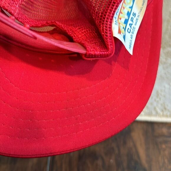 Vintage VOYAGER Trucker Red Snapback "Around The World" Flight Cap Hat 1984 - Picture 8 of 8
